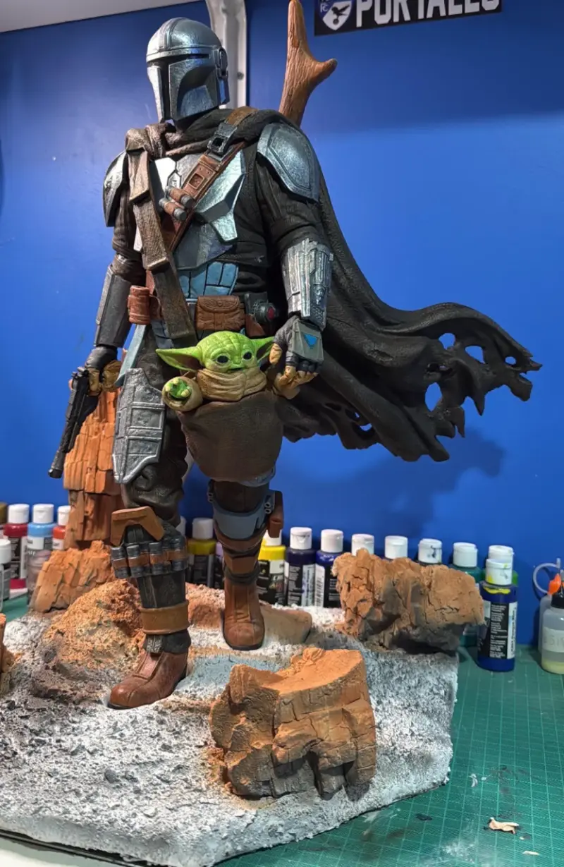 Figura de resina del Mandalorian y Grogu - 6
