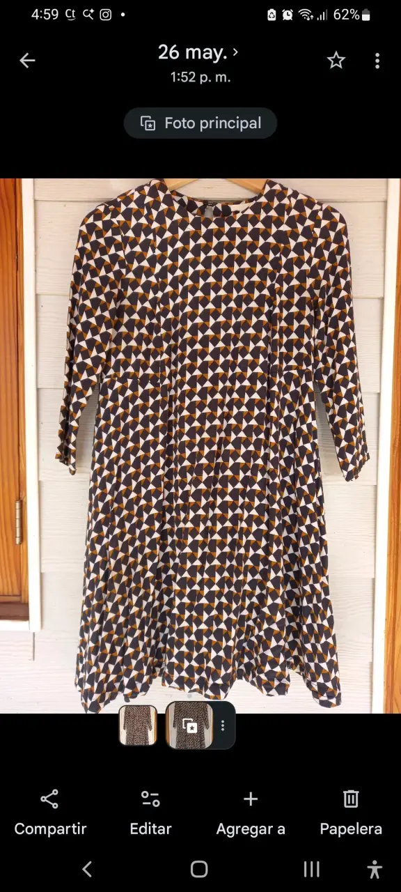 Vestido geométrico de manga larga para mujer - 1