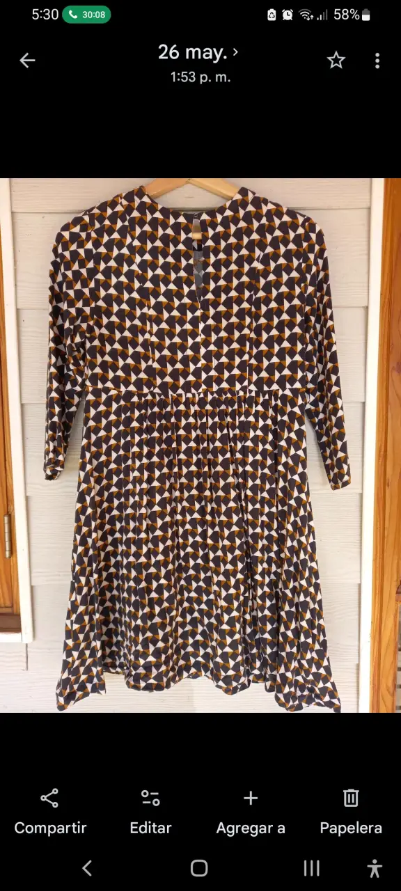 Vestido geométrico de manga larga para mujer - 5