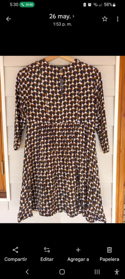 Vestido geométrico de manga larga para mujer - miniatura 5