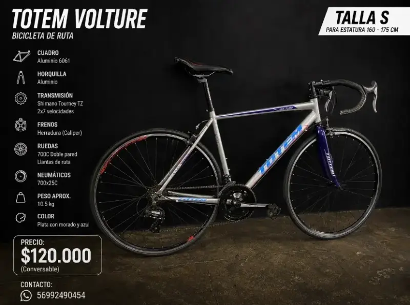 Bicicleta de Ruta Totem Volture Talla S 14v 700c - 1