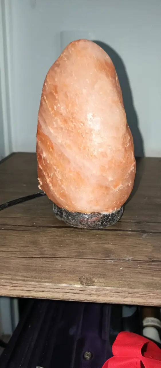 Lámpara de sal del Himalaya con base de madera - 3