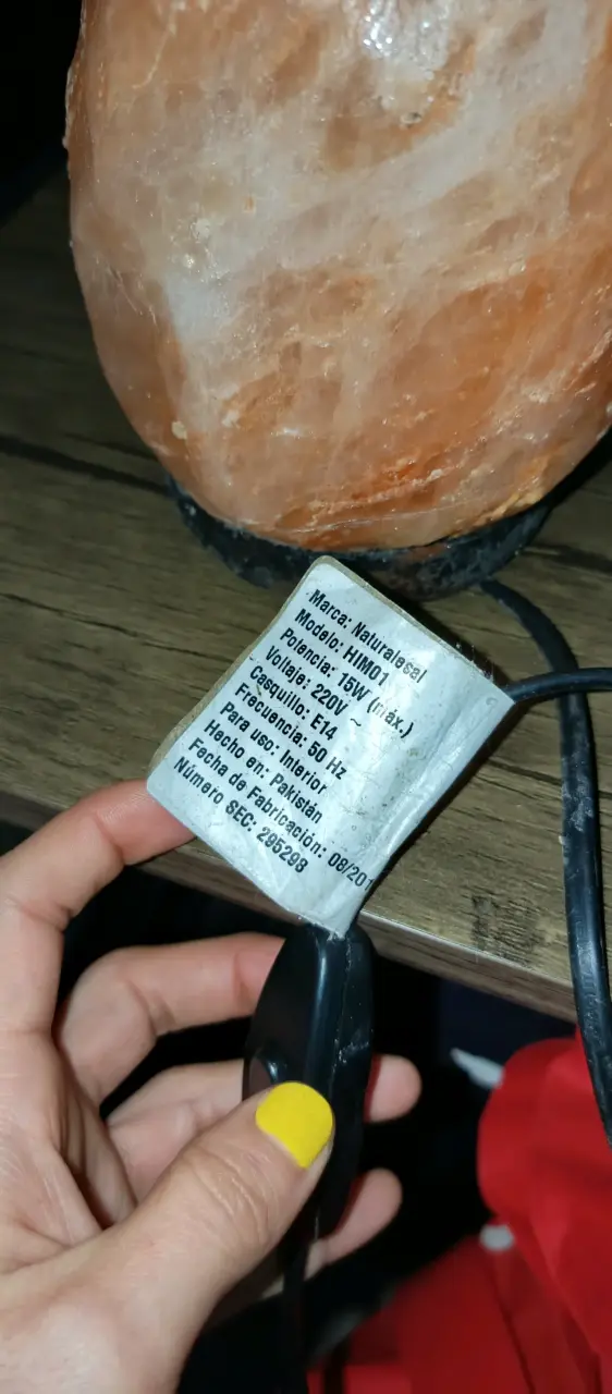 Lámpara de sal del Himalaya con base de madera - 4
