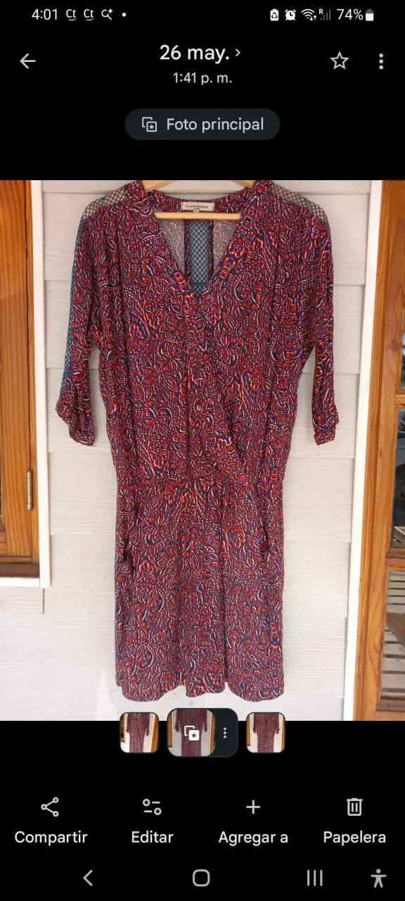 Vestido estampado rojo y azul La Petite Française - 1