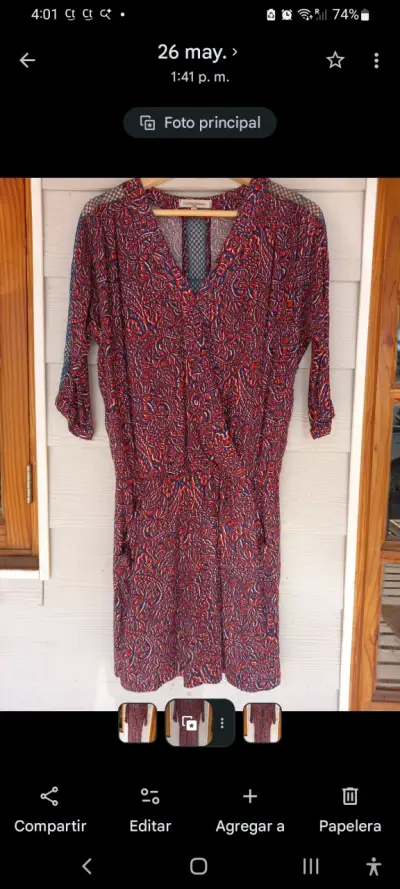 Vestido estampado rojo y azul La Petite Française - miniatura 1