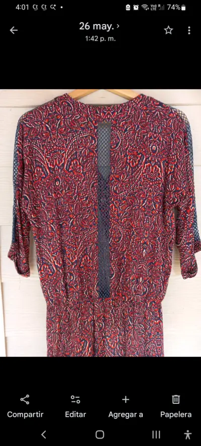 Vestido estampado rojo y azul La Petite Française - miniatura 4