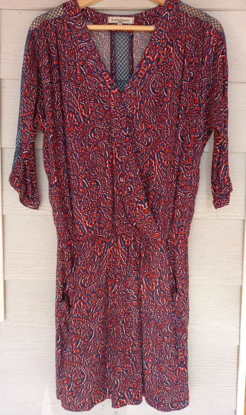 Vestido estampado rojo y azul La Petite Française - 6