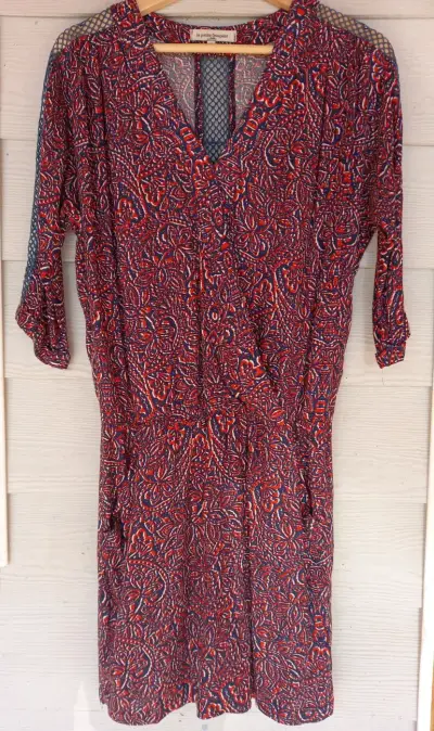 Vestido estampado rojo y azul La Petite Française - miniatura 6