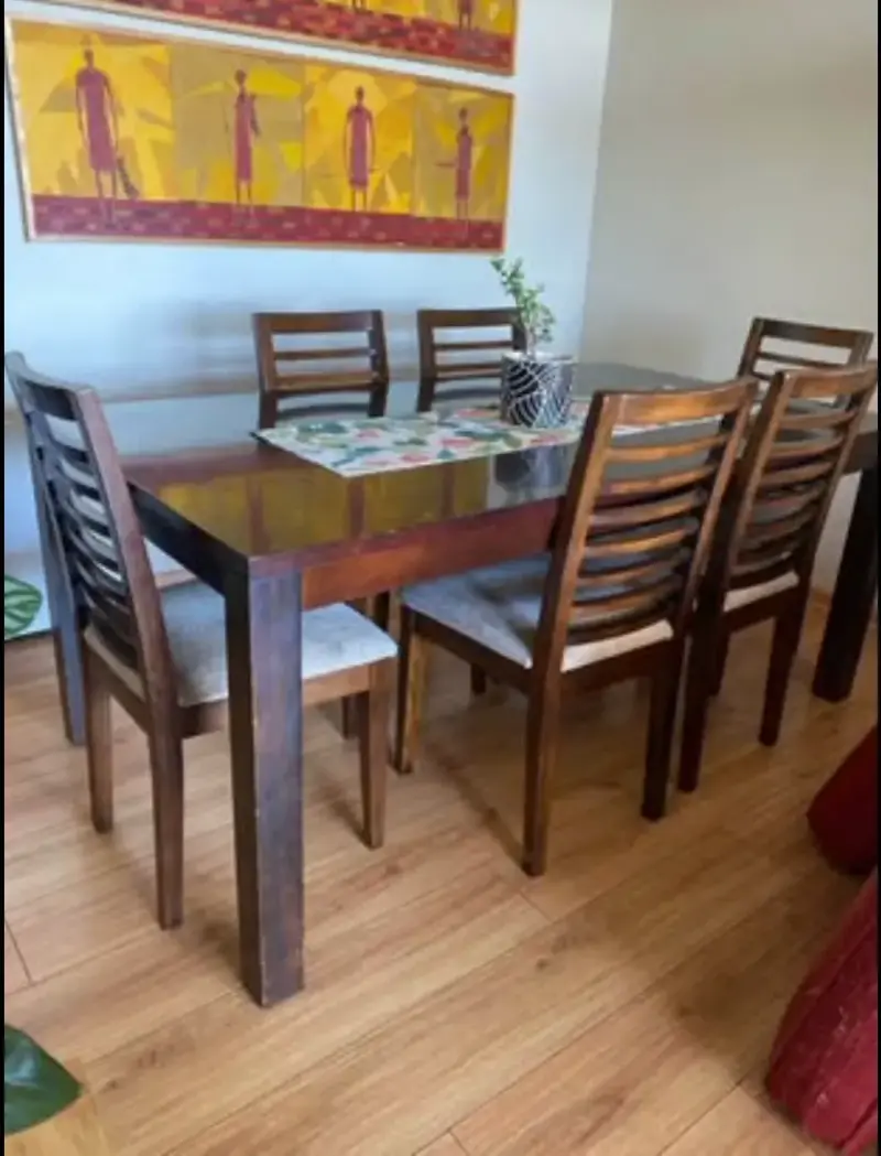 Juego de comedor de madera con 6 sillas - 3