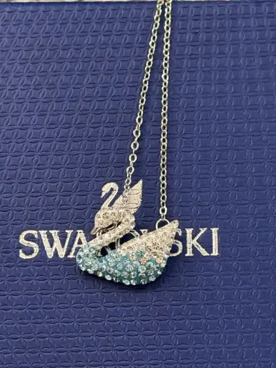 Collar Swarovski Cisne Cristales Azul - miniatura 2