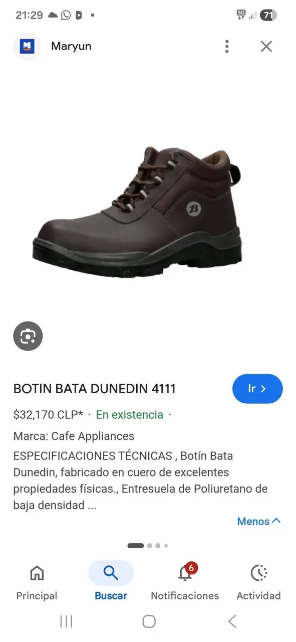 Botín Bata Dunedin 4111 de cuero marrón Talla 36 - 1