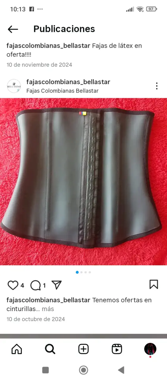 Faja de látex negra Bellastar para cintura - 1