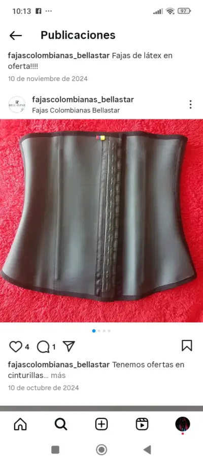 Faja de látex negra Bellastar para cintura - miniatura 1