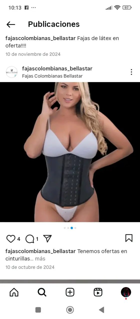 Faja de látex negra Bellastar para cintura - 3