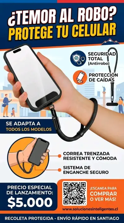 Correa Antirrobo para Celular Negra - miniatura 3