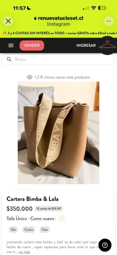 Cartera Tote Bimba y Lola Beige - miniatura 3
