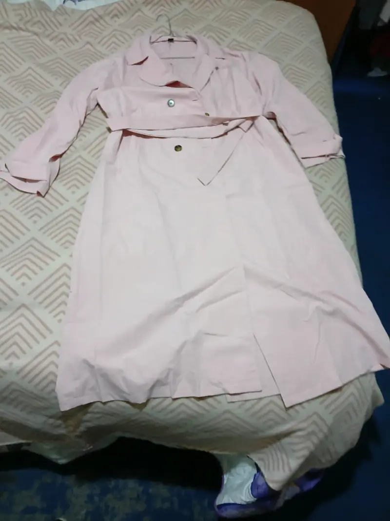 Abrigo trench coat rosa claro para mujer - 1
