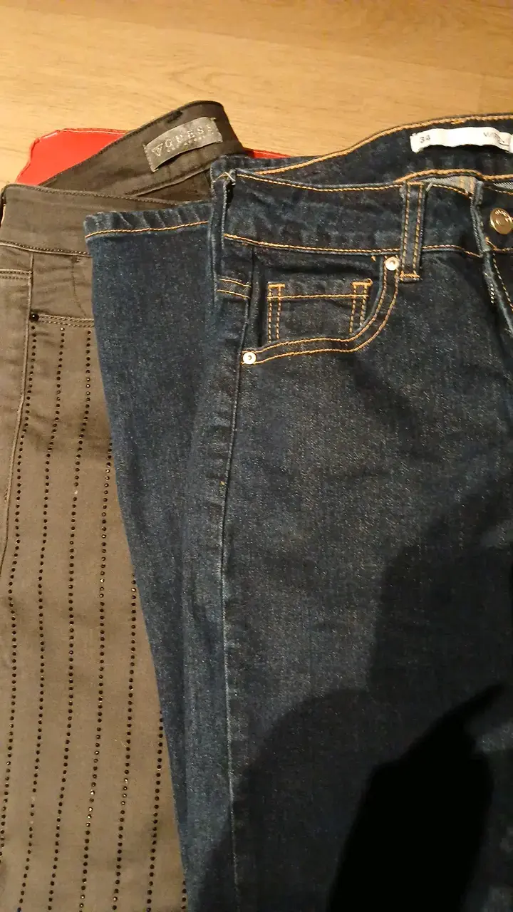 Jeans para mujer azul y gris con detalles - 2