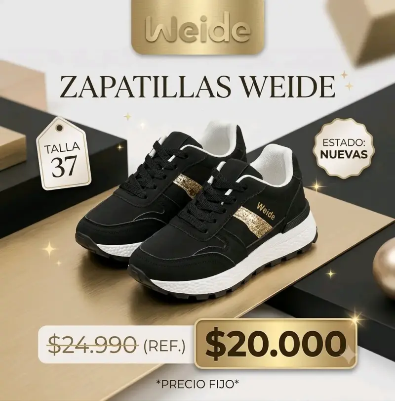 Zapatillas Weide negras talla 37 nuevas