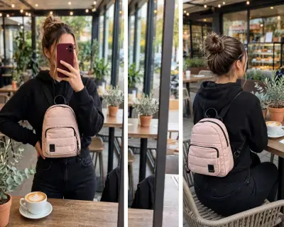 Mochila pequeña rosa estilo casual - miniatura 1