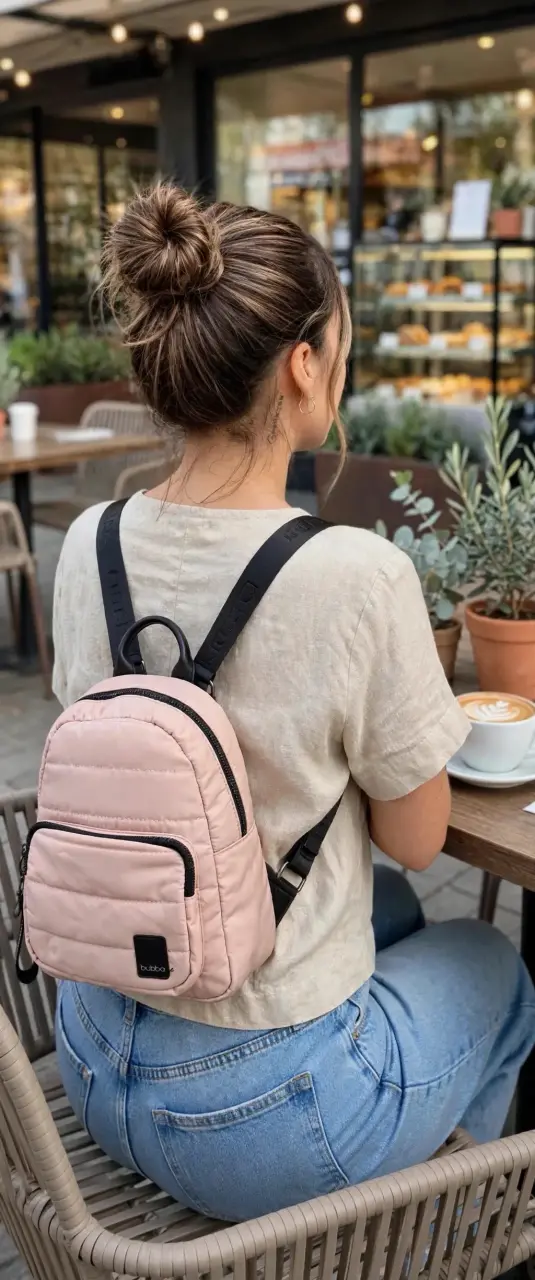 Mochila pequeña rosa estilo casual - 3