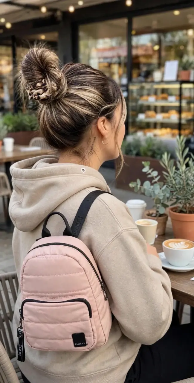 Mochila pequeña rosa estilo casual - 4