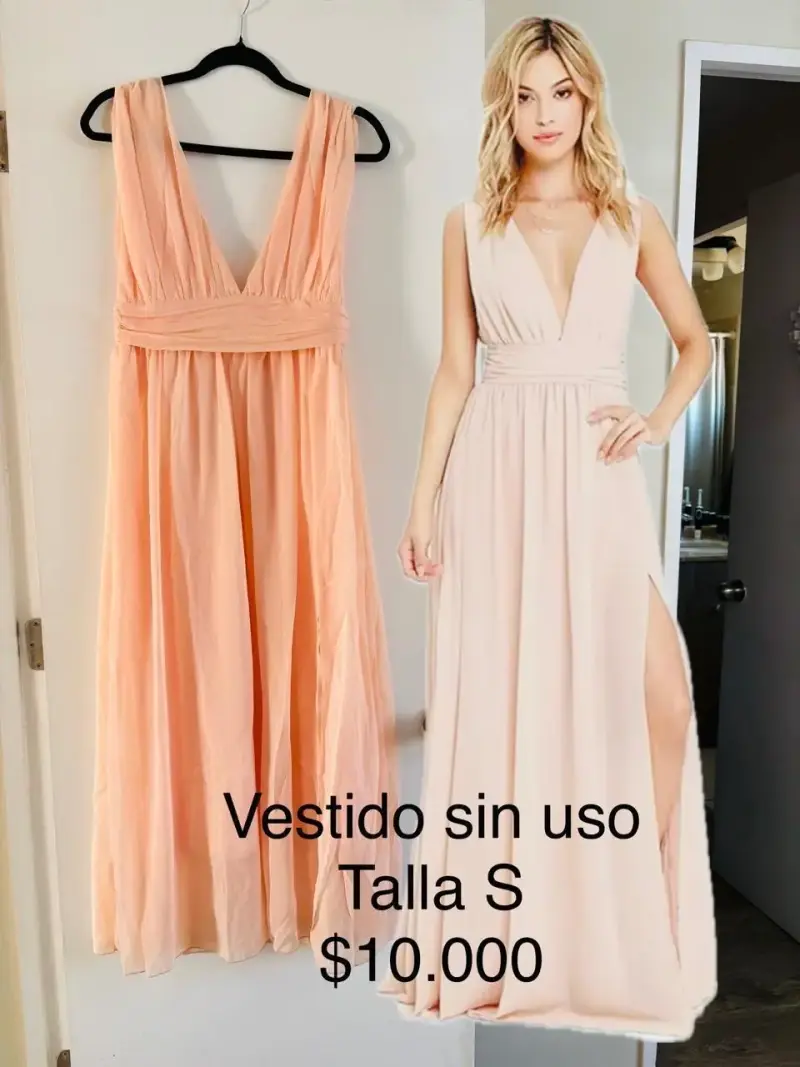 Vestido largo sin uso talla S color durazno