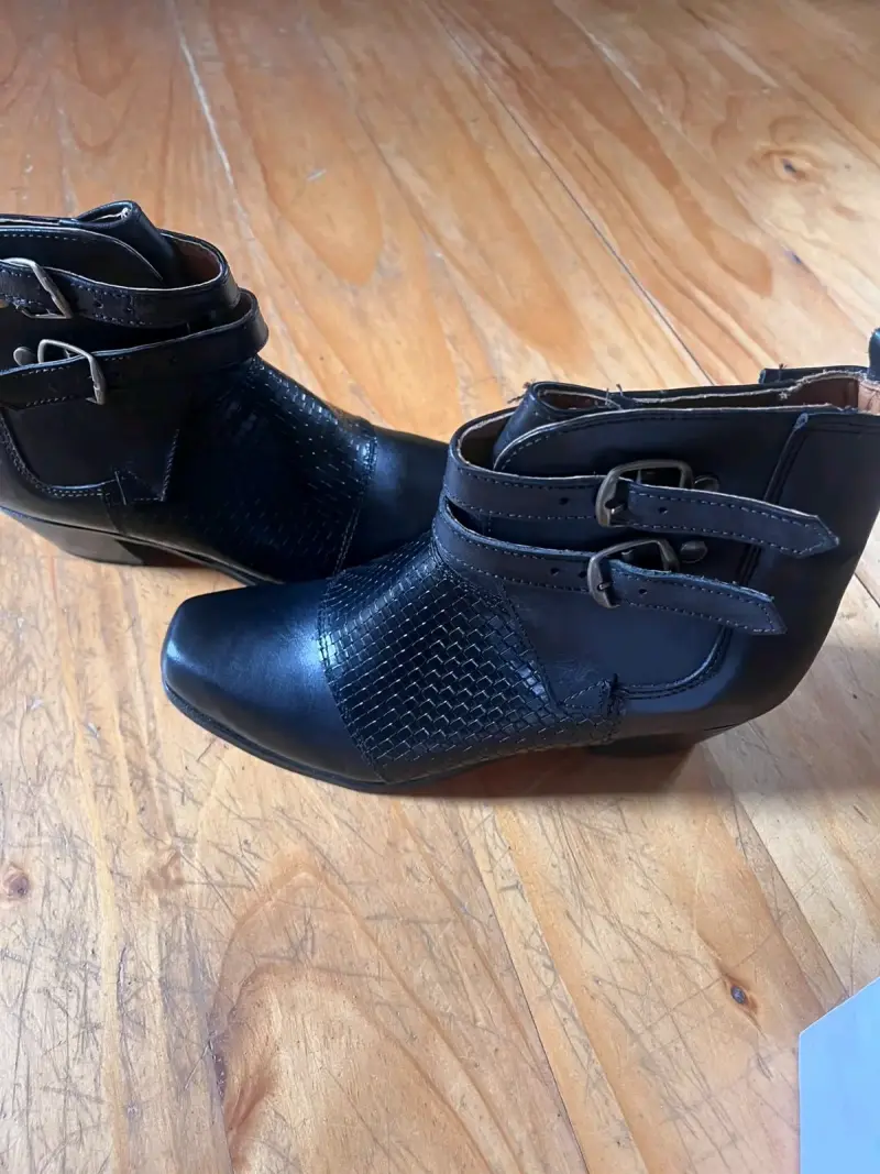 Zapatos de cueca de cuero negros y blancos con heb - 4