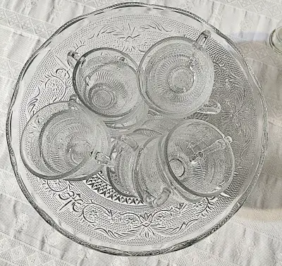 Set de ponchera y tazas de vidrio tallado - miniatura 3