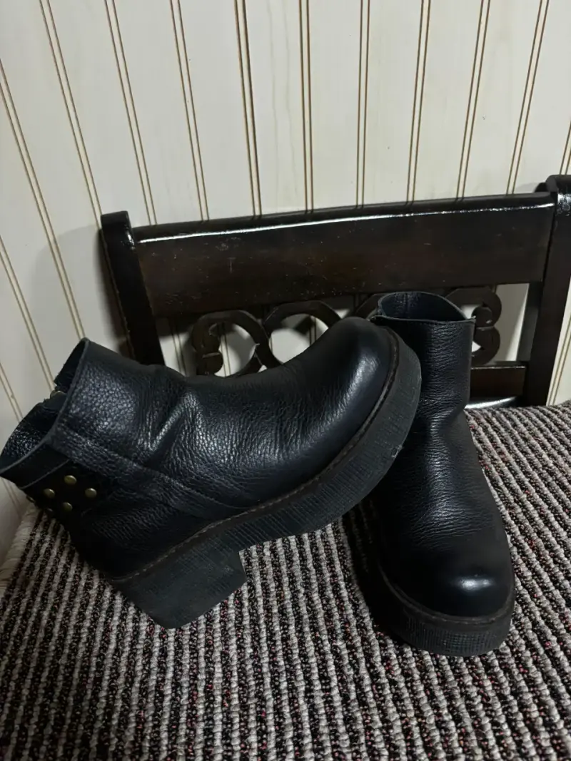 Botines de cuero negro con plataforma - 2