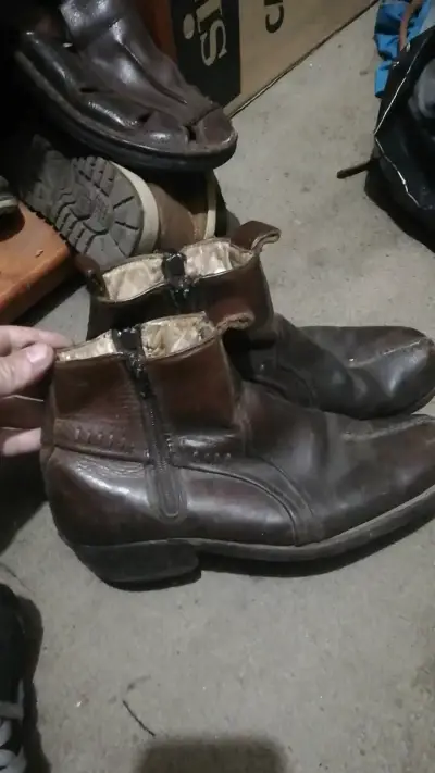 Botines de cuero marrón con cierre lateral - miniatura 1