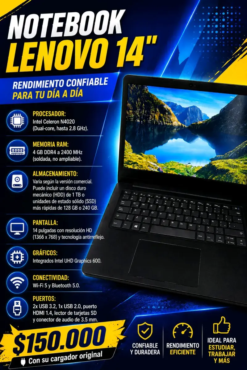 Notebook Lenovo 14 pulgadas en buen estado