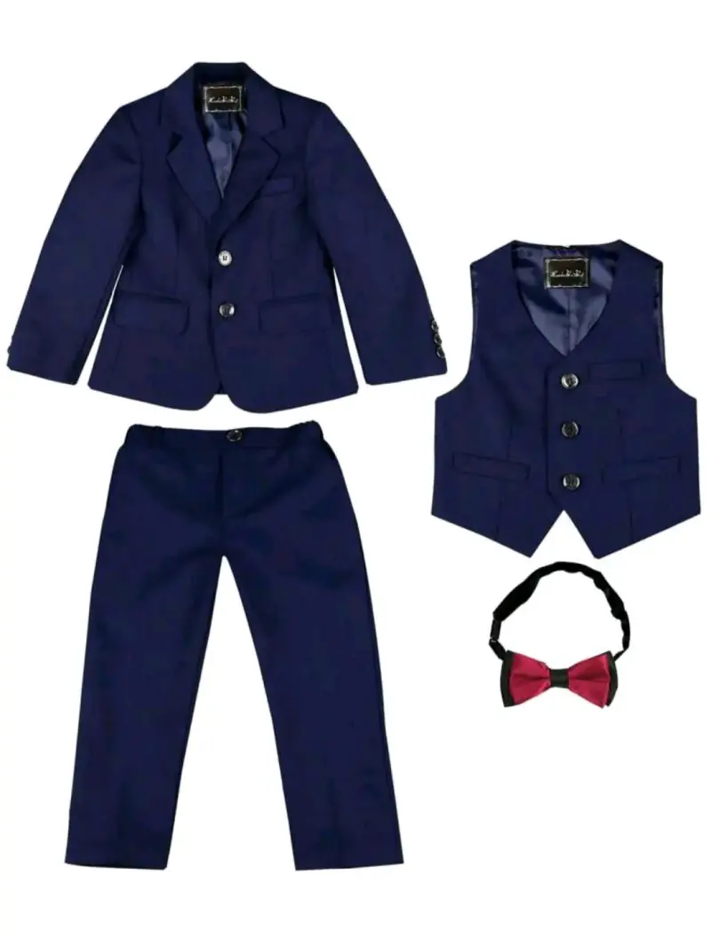Traje formal para niño azul con corbatín - 1