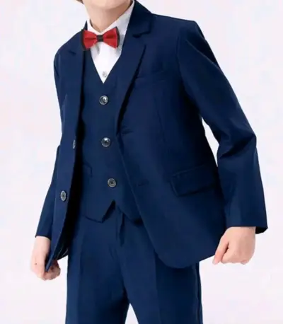 Traje formal para niño azul con corbatín - miniatura 2