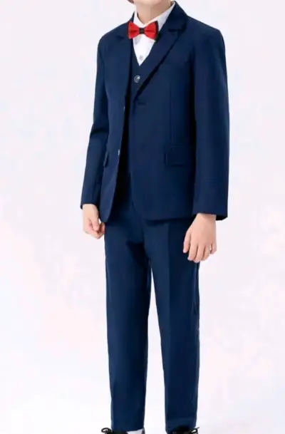 Traje formal para niño azul con corbatín - miniatura 3