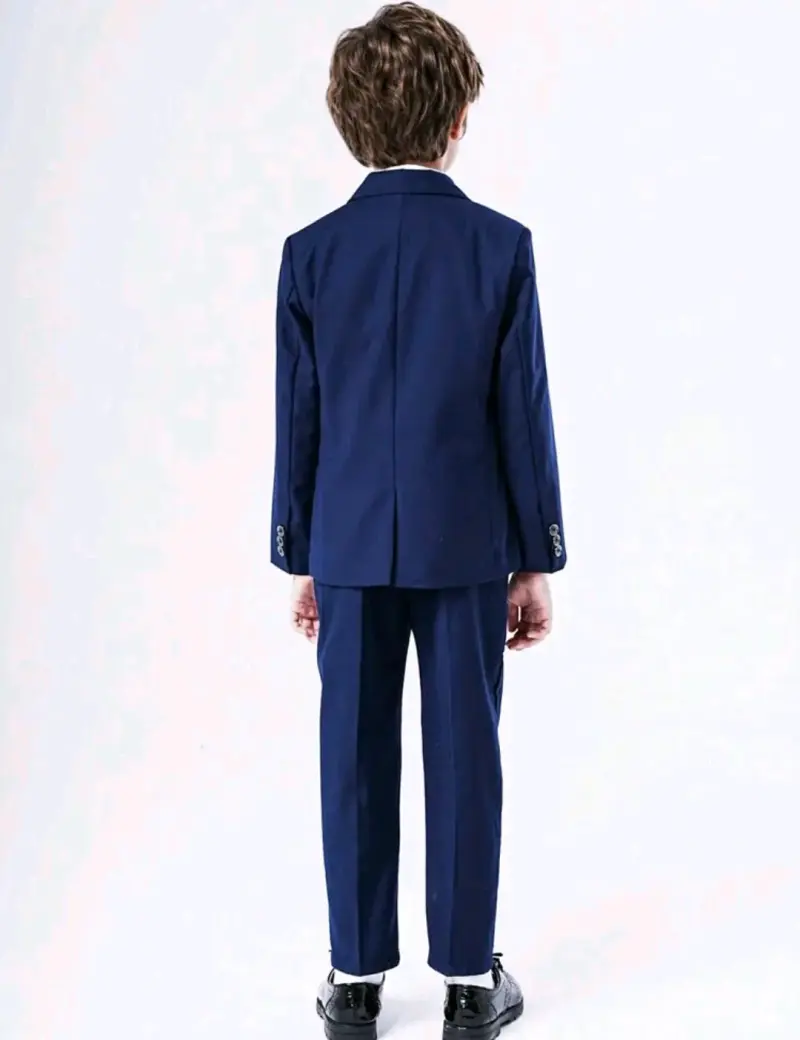 Traje formal para niño azul con corbatín - 4