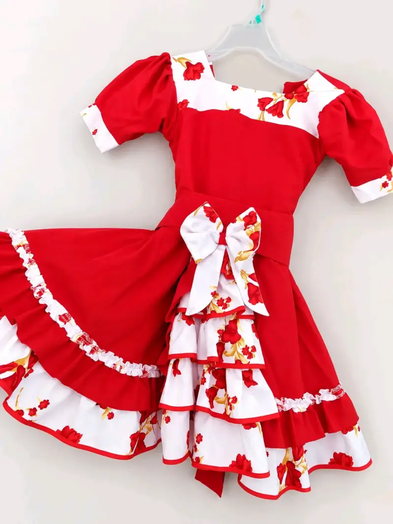 Vestido infantil rojo de cueca para fechas patrias