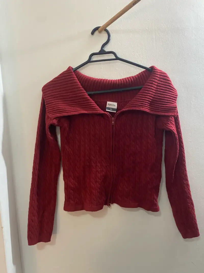 Chaleco rojo de punto con cierre Sybilla - 1
