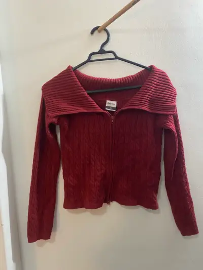 Chaleco rojo de punto con cierre Sybilla - miniatura 1