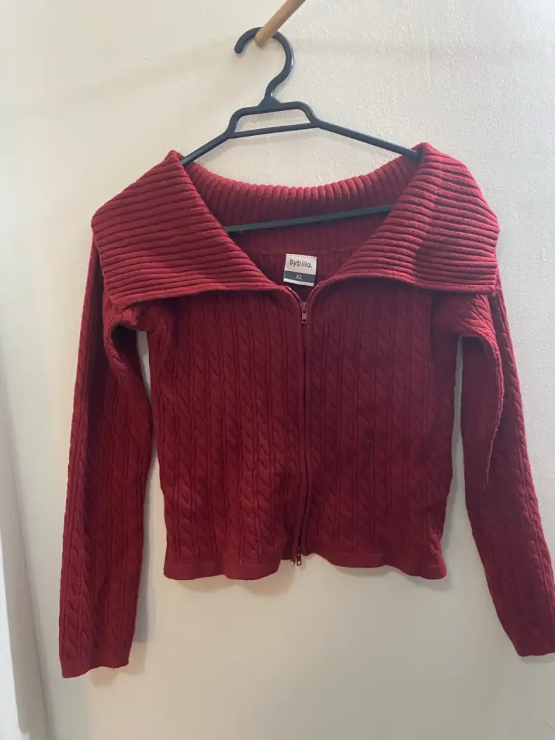 Chaleco rojo de punto con cierre Sybilla - 2