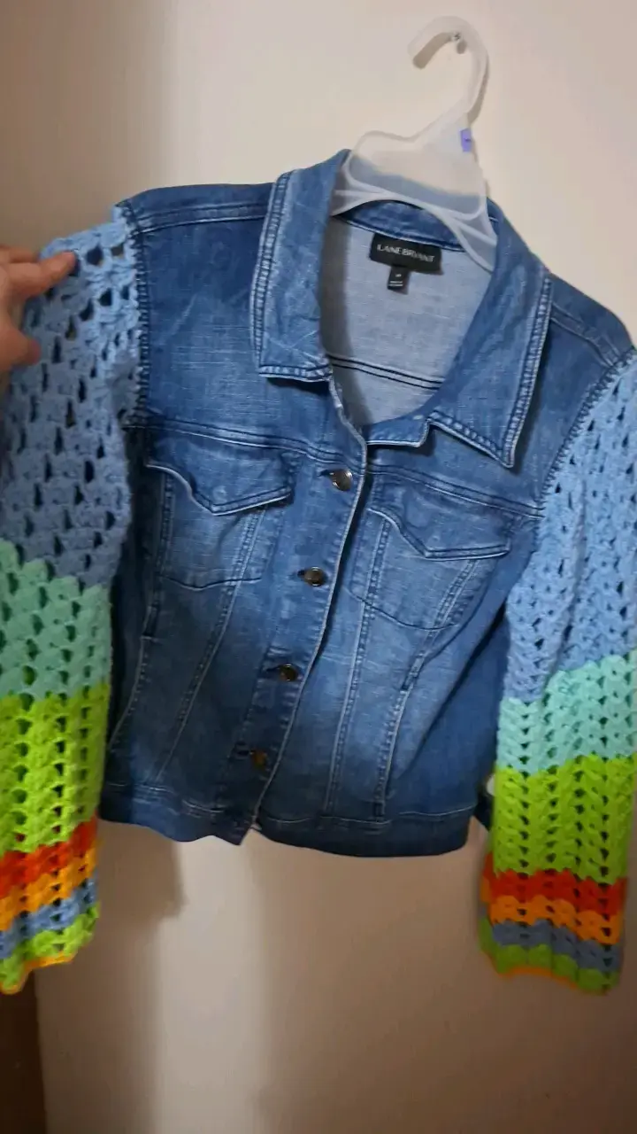Chaqueta de mezclilla con mangas tejidas Lane Bryant - 2