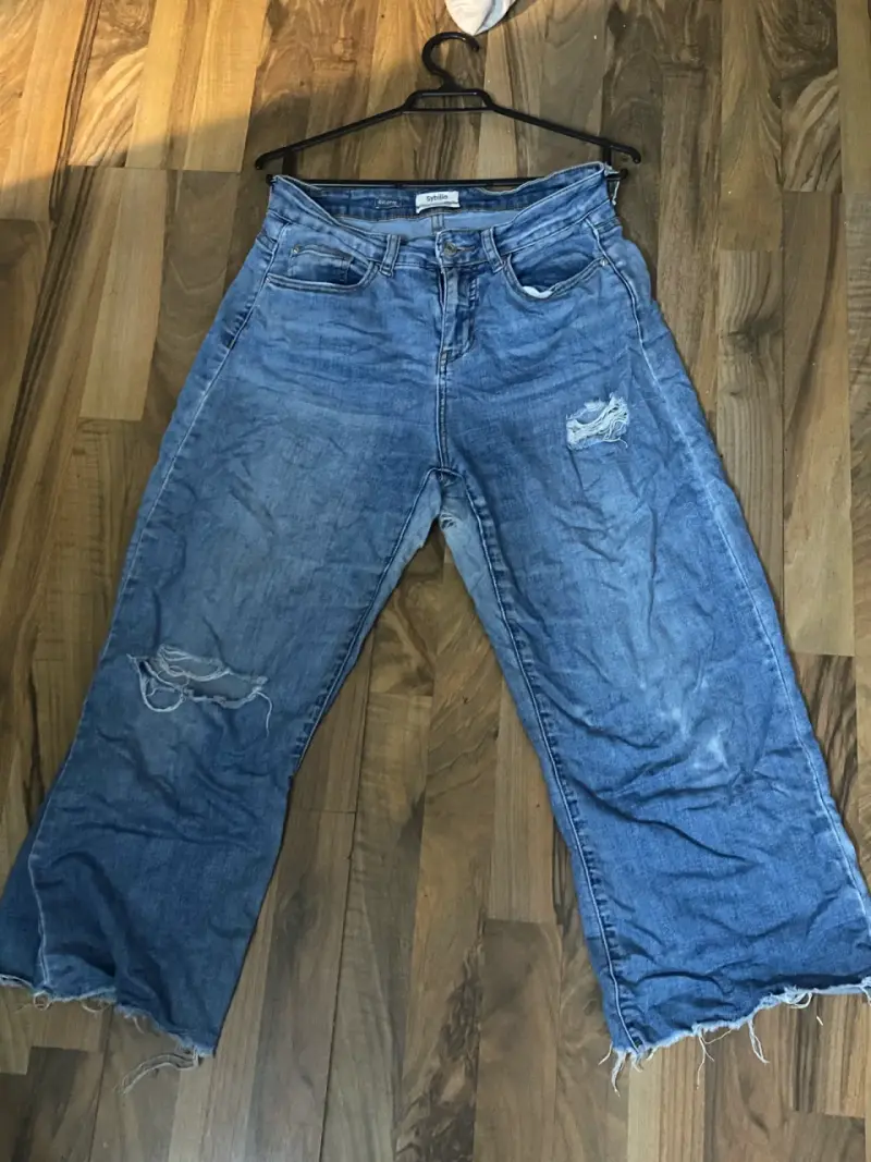 Jeans anchos desgastados para mujer - 1