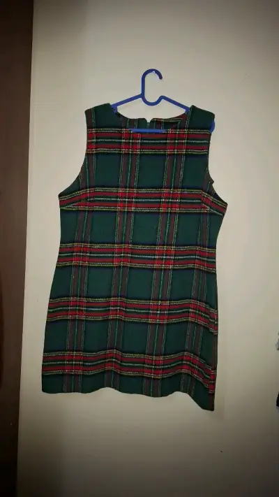 Vestido escocés sin mangas verde y rojo grueso - miniatura 3