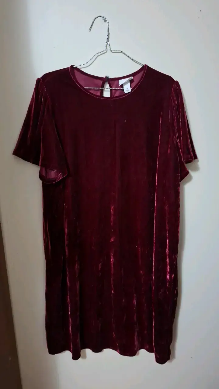 Vestido de terciopelo burdeos para mujer xxl - 1