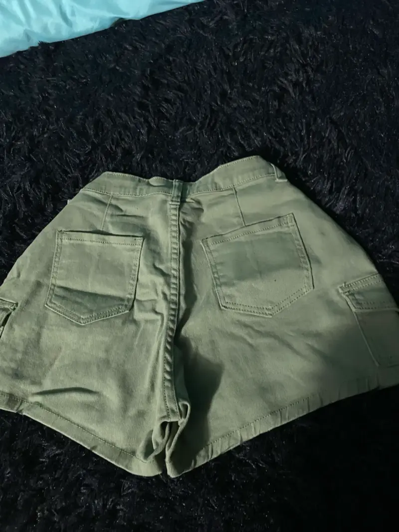 Shorts verdes de algodón para mujer - 1