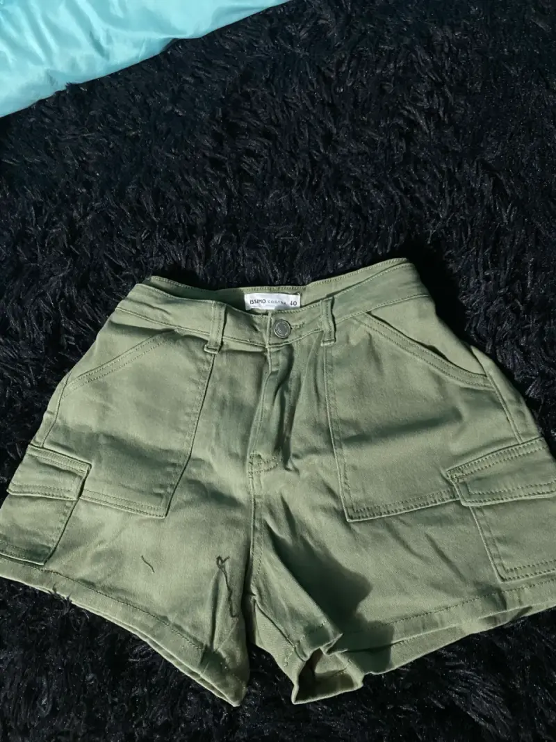 Shorts verdes de algodón para mujer - 2