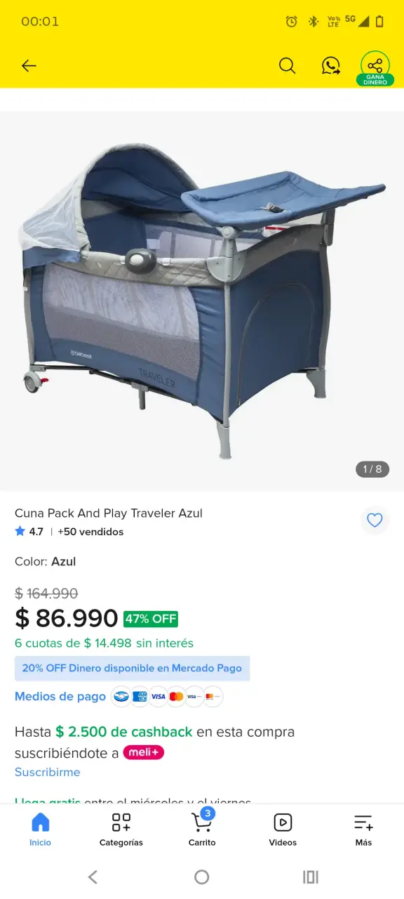 Cuna Pack And Play Traveler Azul Bebesit