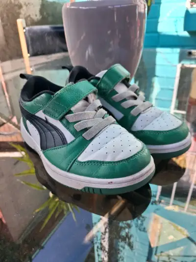 Zapatillas deportivas infantiles verde y blanco - miniatura 1