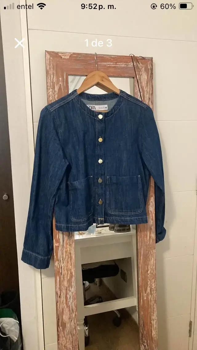 Chaqueta de mezclilla azul Zara para mujer - 1
