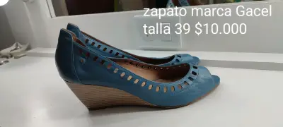 Zapatos de Cuero Azul Marca Gacel Talla 39 - miniatura 1